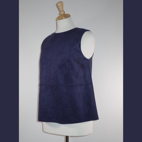 Aritzia Babaton Navy Suede Top - Size M - Picture 2 of 11